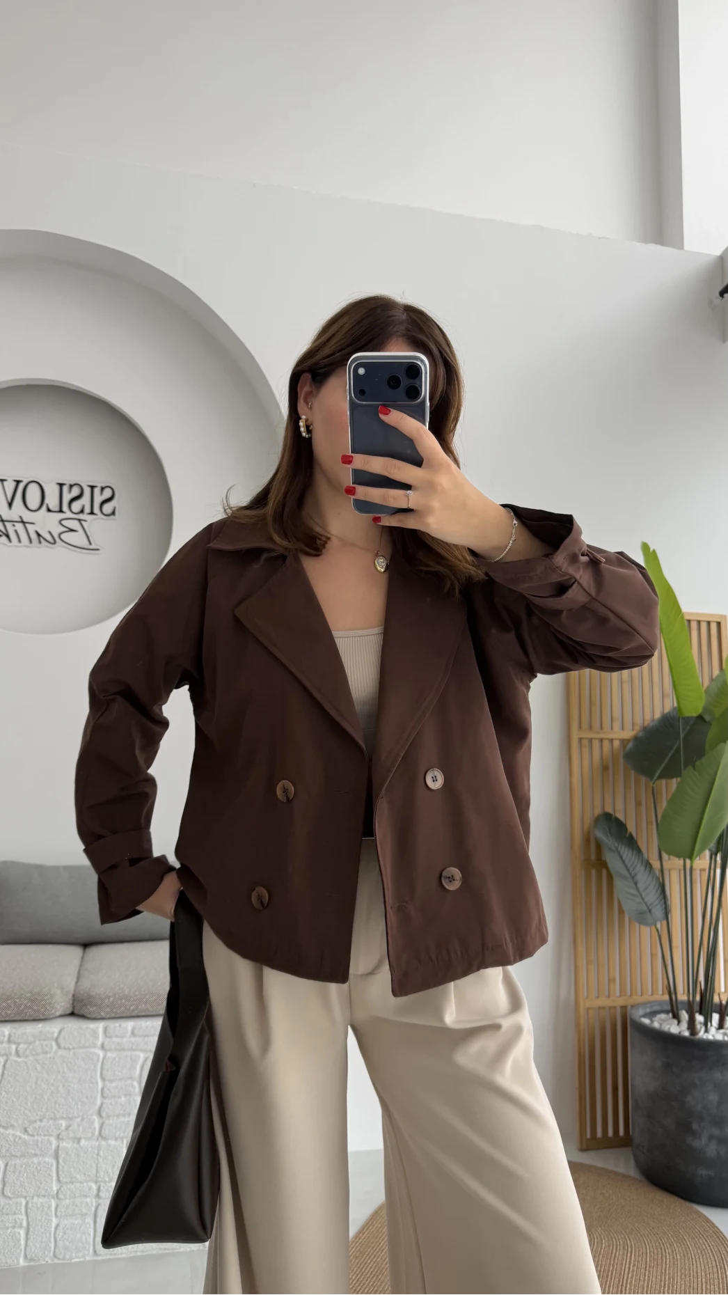 Adeena Yarım Trençkot - Kahverengi - Kod: 7025