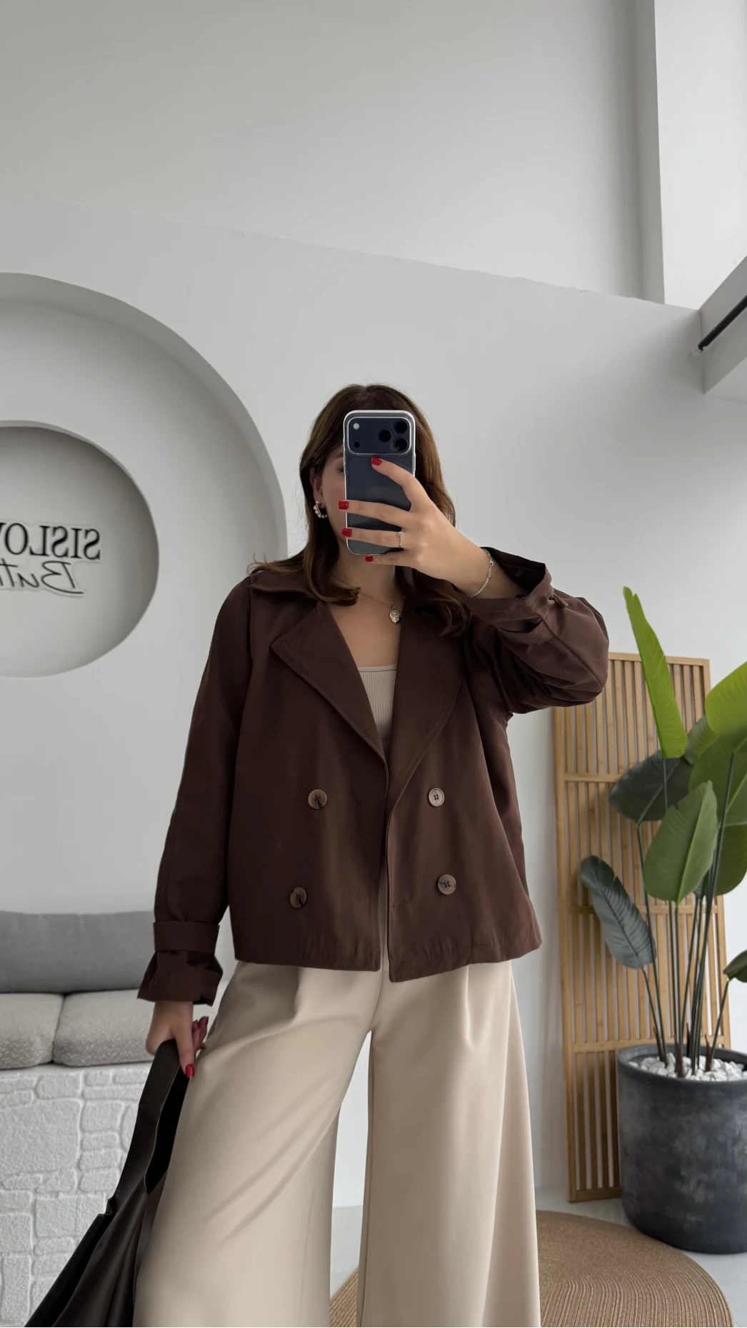 Adeena Yarım Trençkot - Kahverengi - Kod: 7025