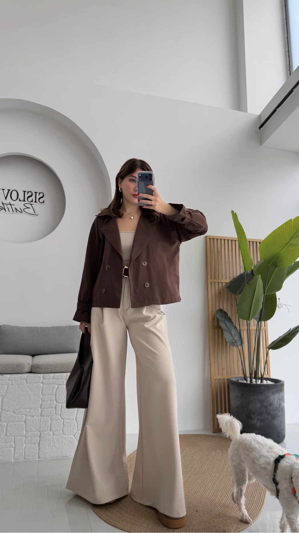 Adeena Yarım Trençkot - Kahverengi - Kod: 7025