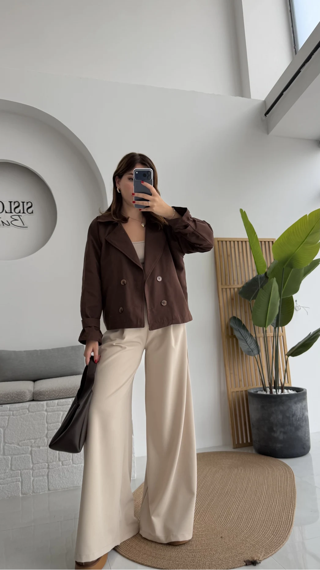 Adeena Yarım Trençkot - Kahverengi - Kod: 7025