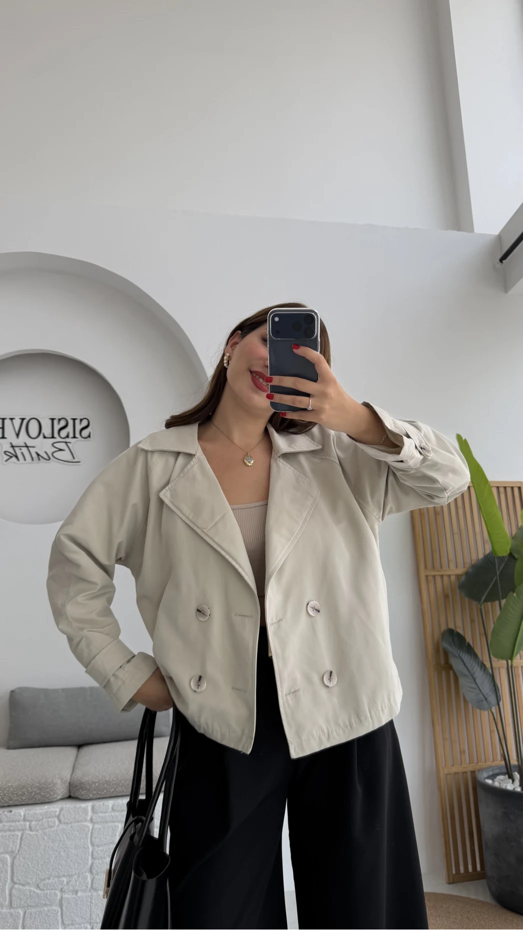 Adeena Yarım Trençkot - Taş - Kod: 7025