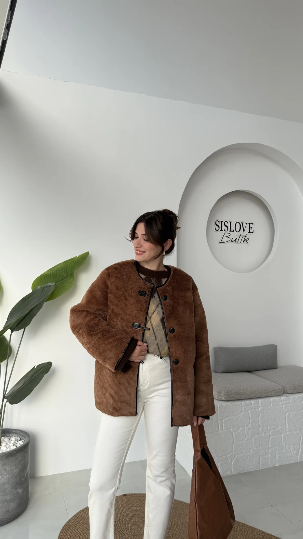 Alaska Tüylü Kahverengi Ceket