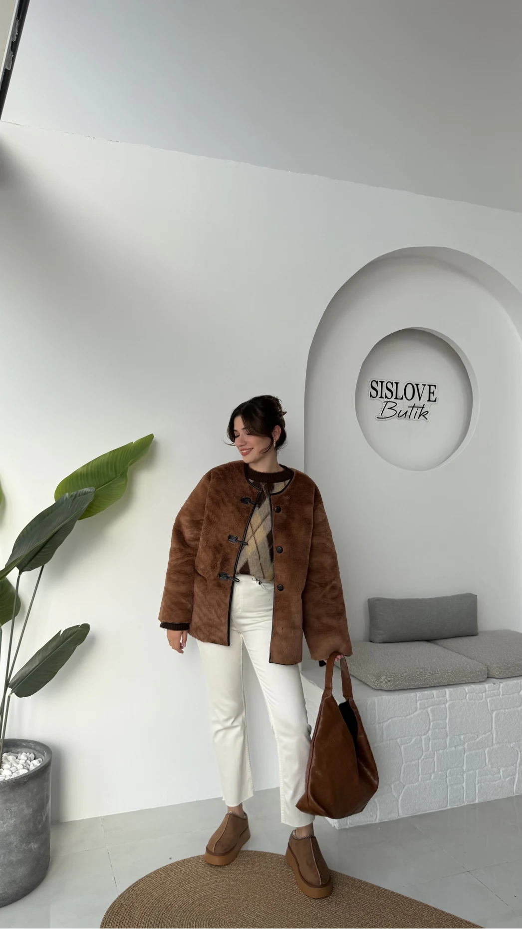 Alaska Tüylü Kahverengi Ceket