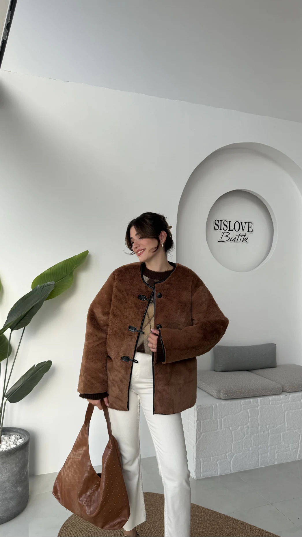 Alaska Tüylü Kahverengi Ceket