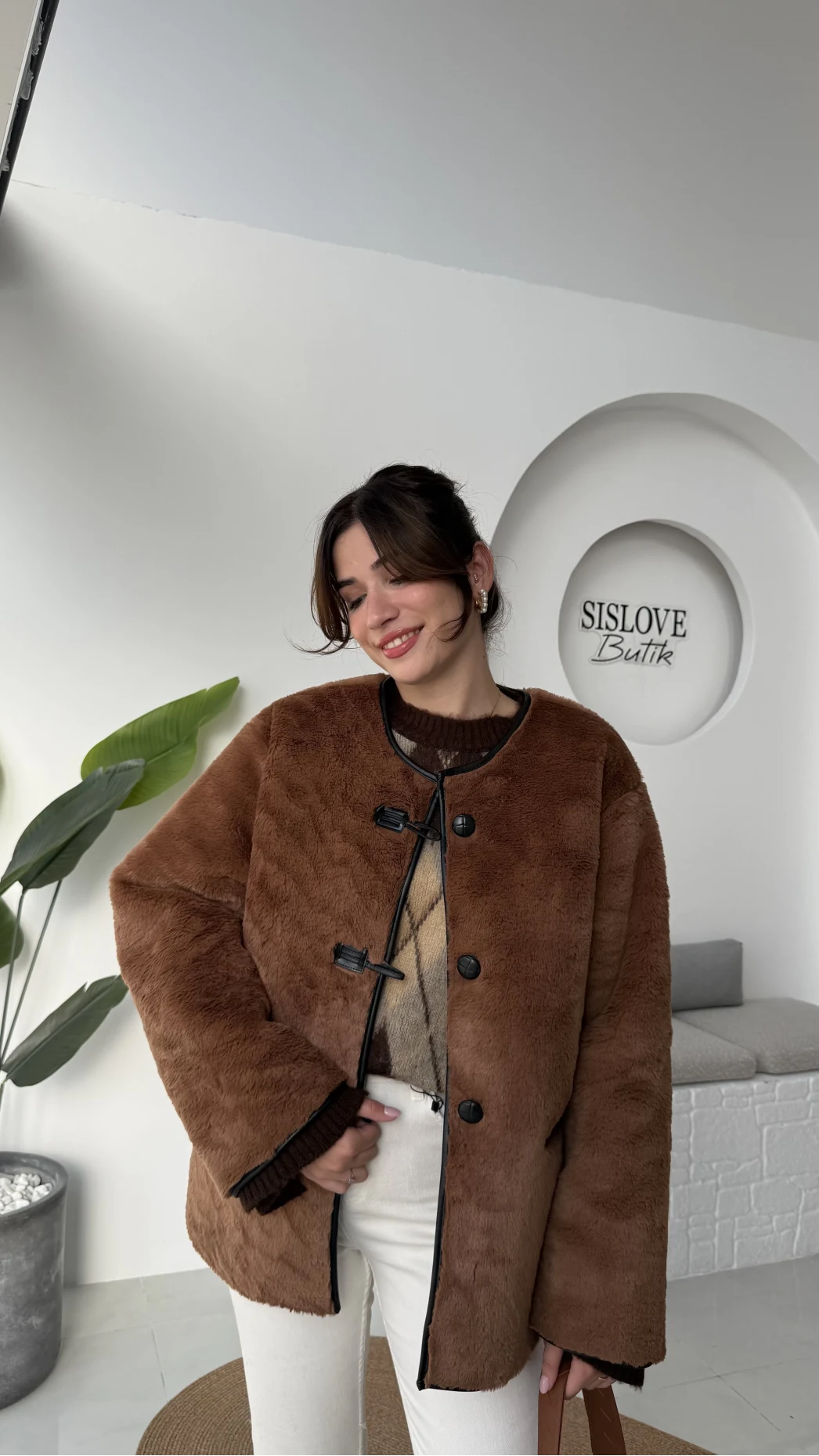 Alaska Tüylü Kahverengi Ceket