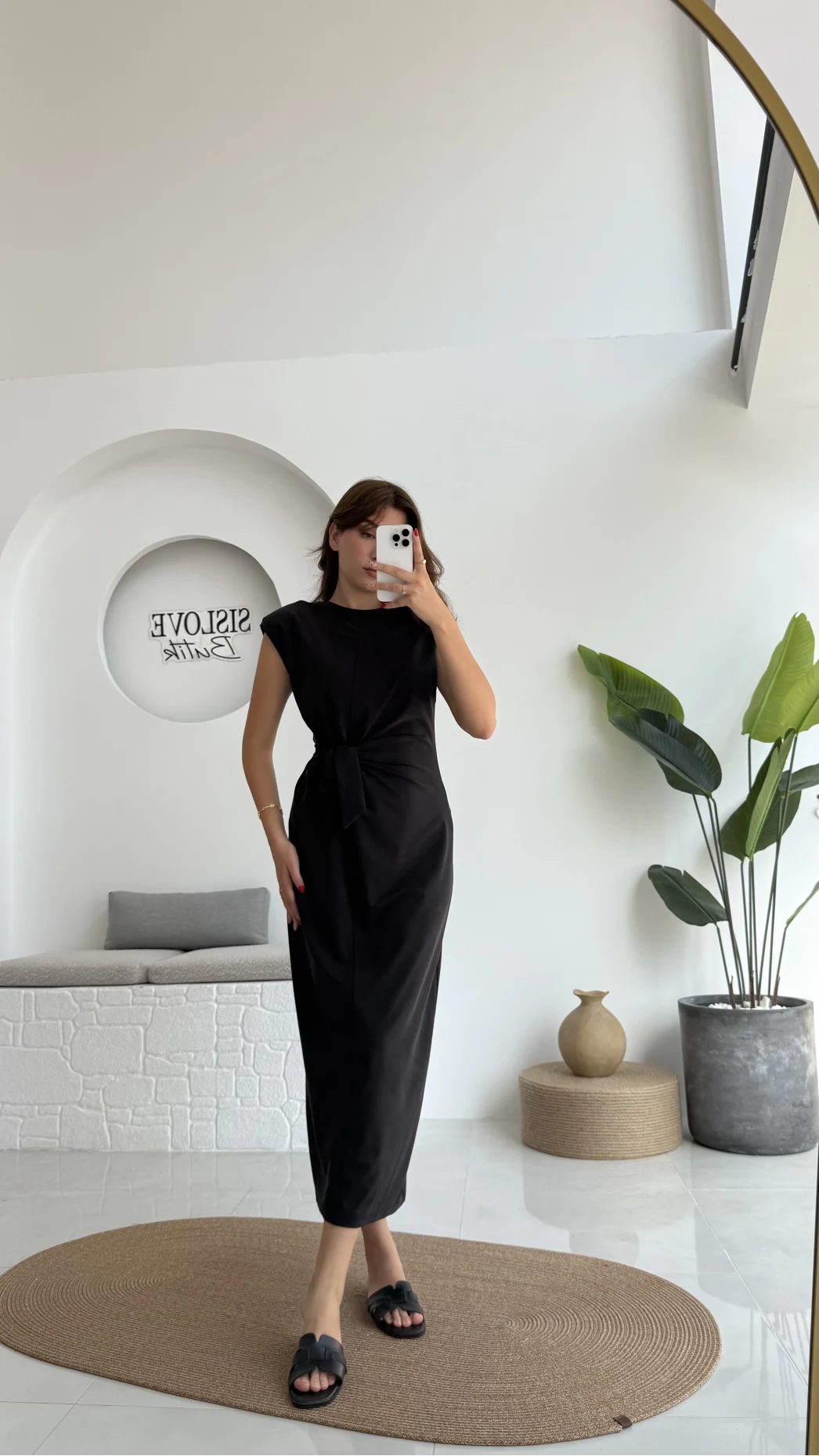 Alesia Bağlamalı Vatkalı Elbise - Siyah - Kod:2131