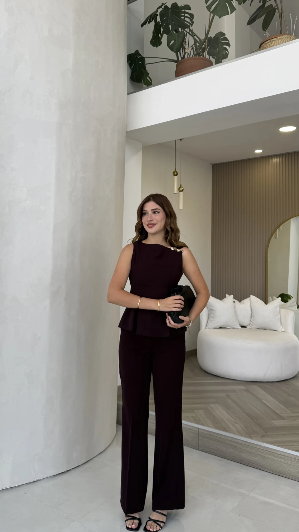 Alesia Omuz Düğme Detay Takım - Mürdüm - Kod: 9215