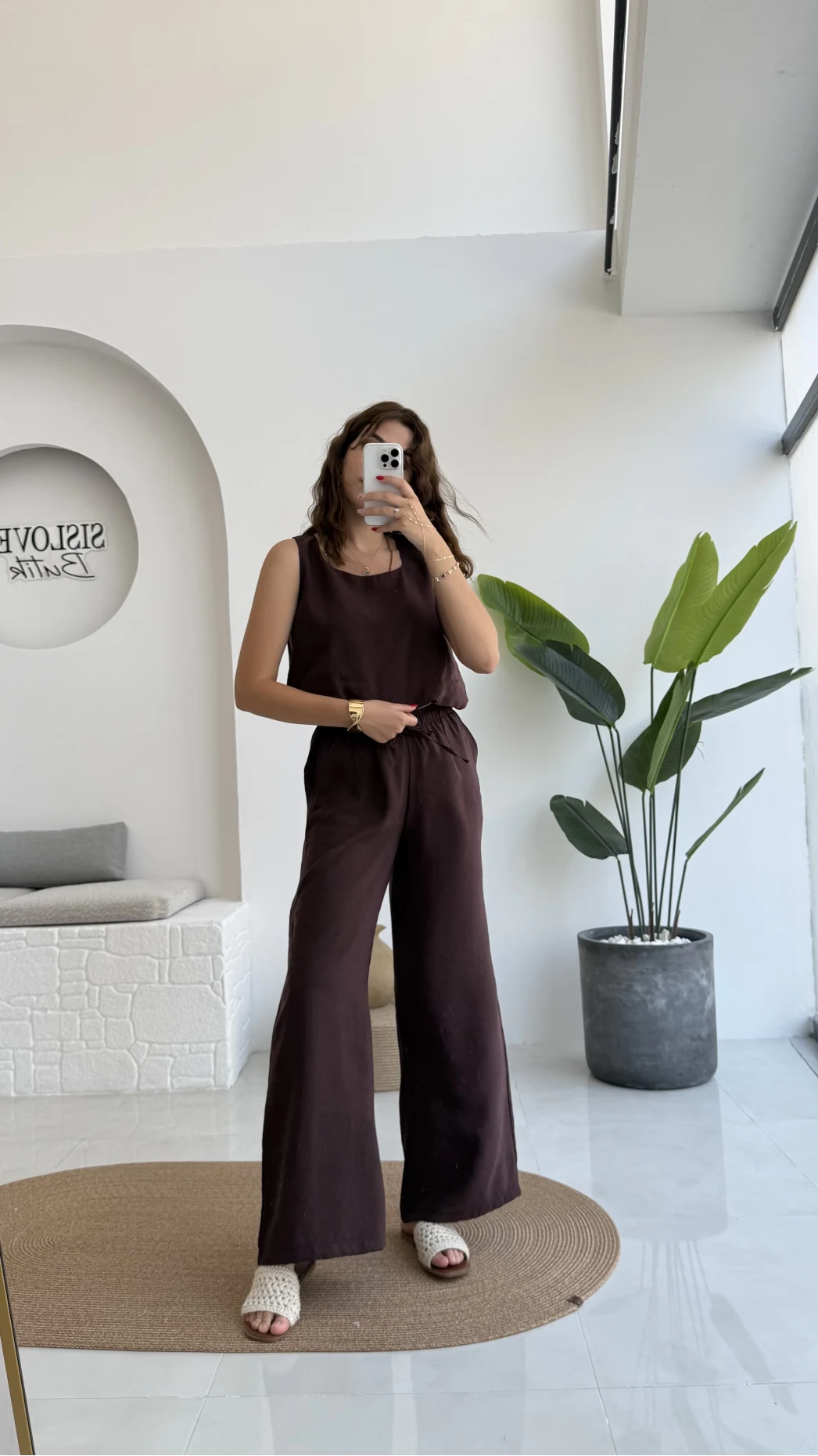 Alex Beli Lastik Detay Modal Takım - Bordo Kahverengi - 8013