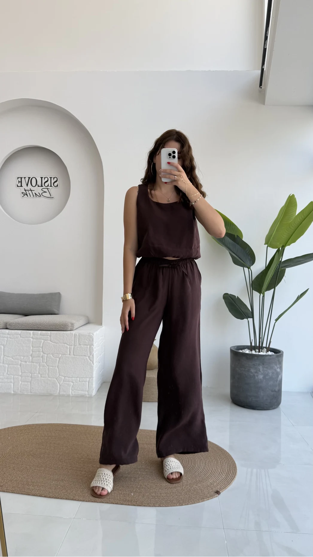 Alex Beli Lastik Detay Modal Takım - Bordo Kahverengi - 8013