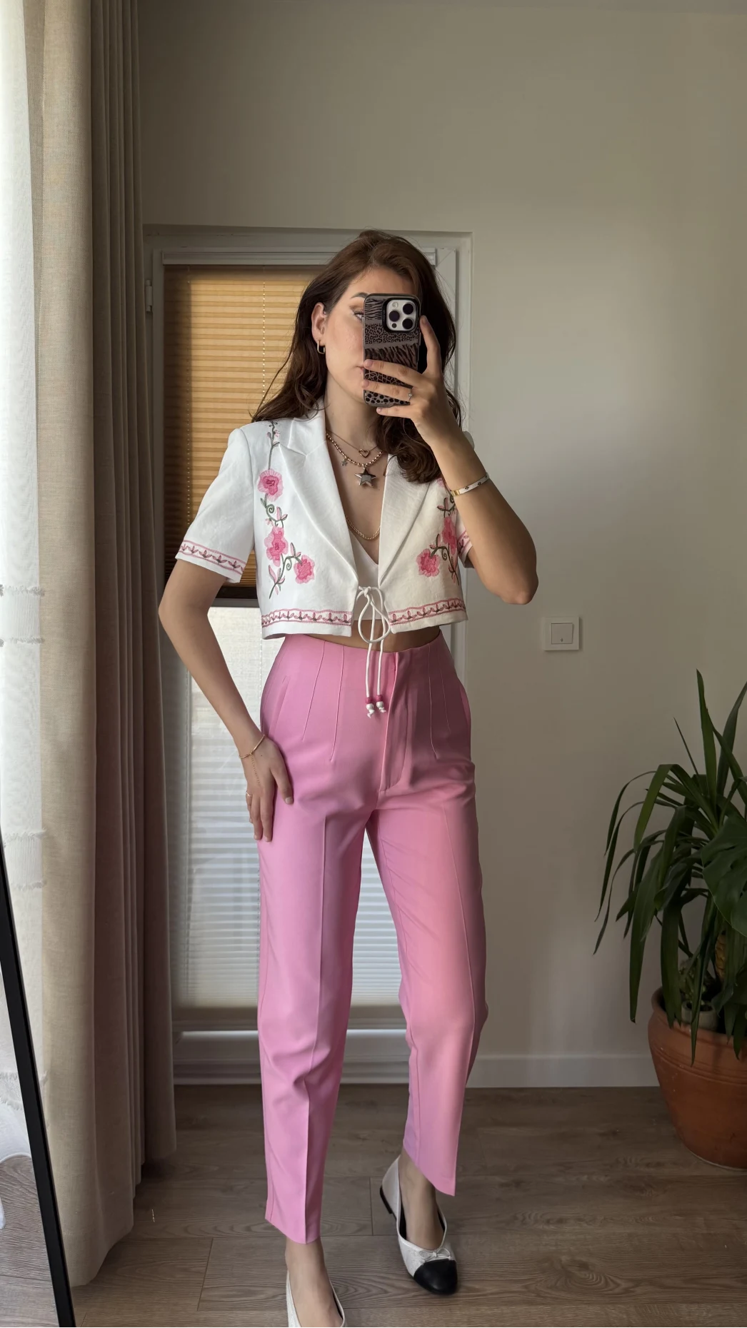 Alfie Kumaş Pembe Pantolon