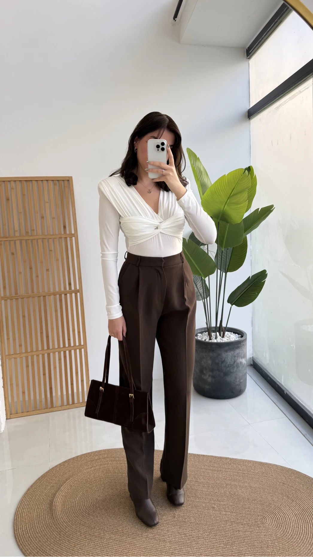 Alice Kumaş Pantolon - Kahve - Kod: 51024