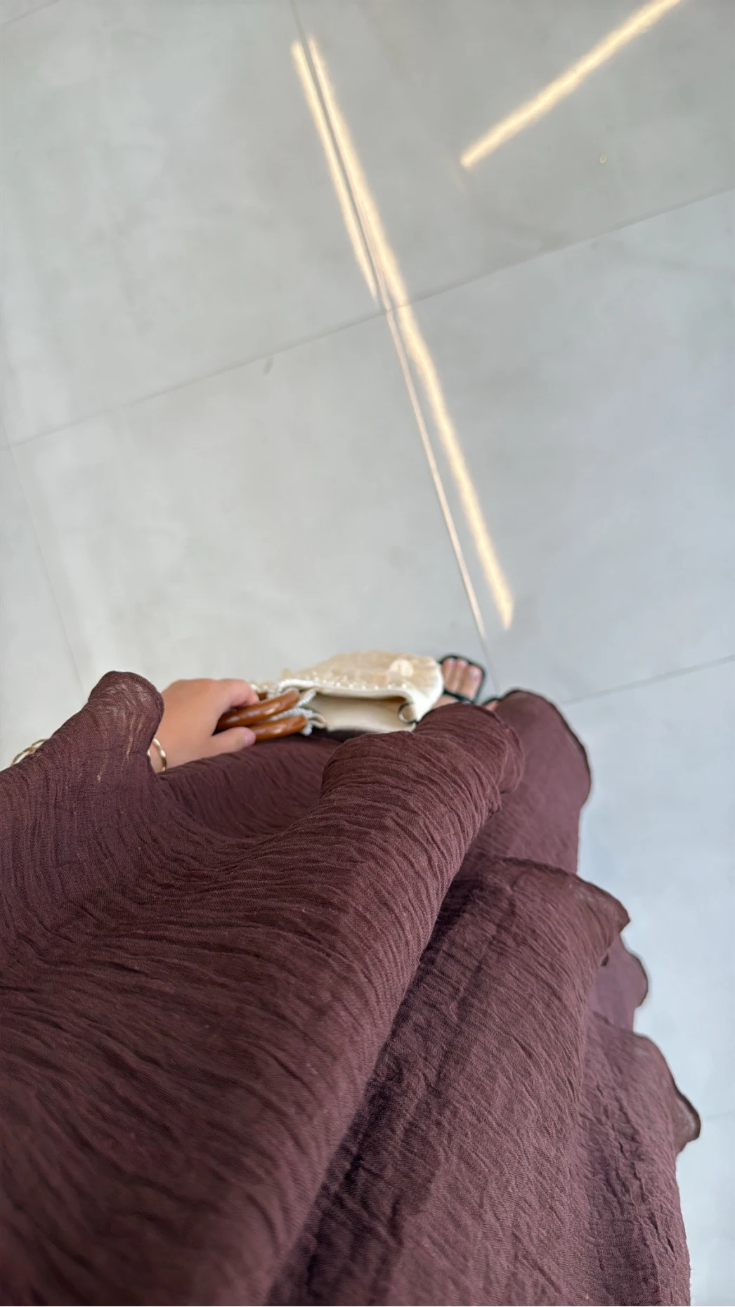 Alina Kat Kat Sıfır Kol Şallı Elbise - Kahve - Kod: 3446