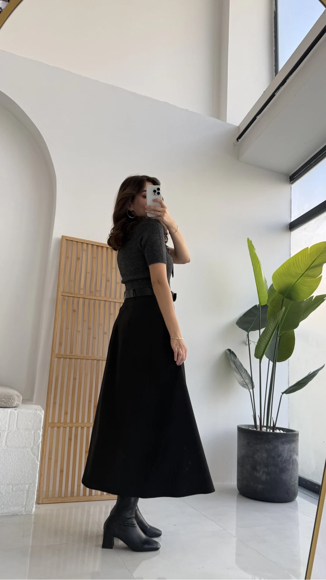 Amelia Fularlı CROP Hırka - Antrasit - Kod: 4561