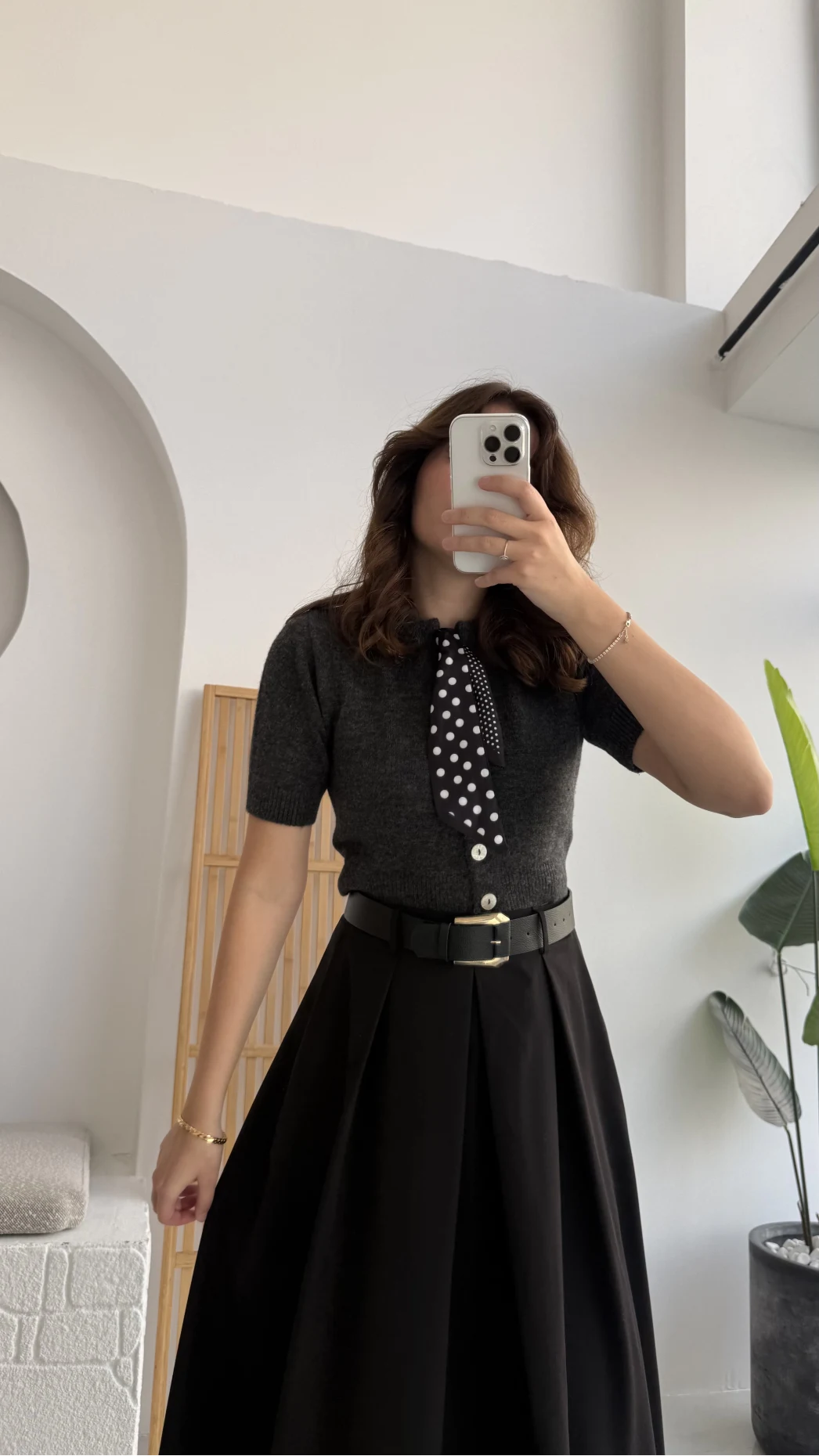 Amelia Fularlı CROP Hırka - Antrasit - Kod: 4561