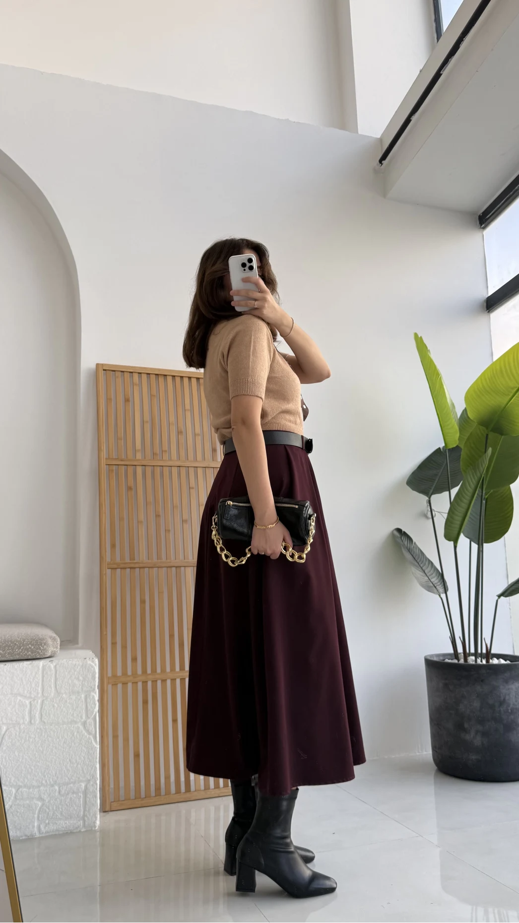 Amelia Fularlı CROP Hırka - Camel - Kod: 4561