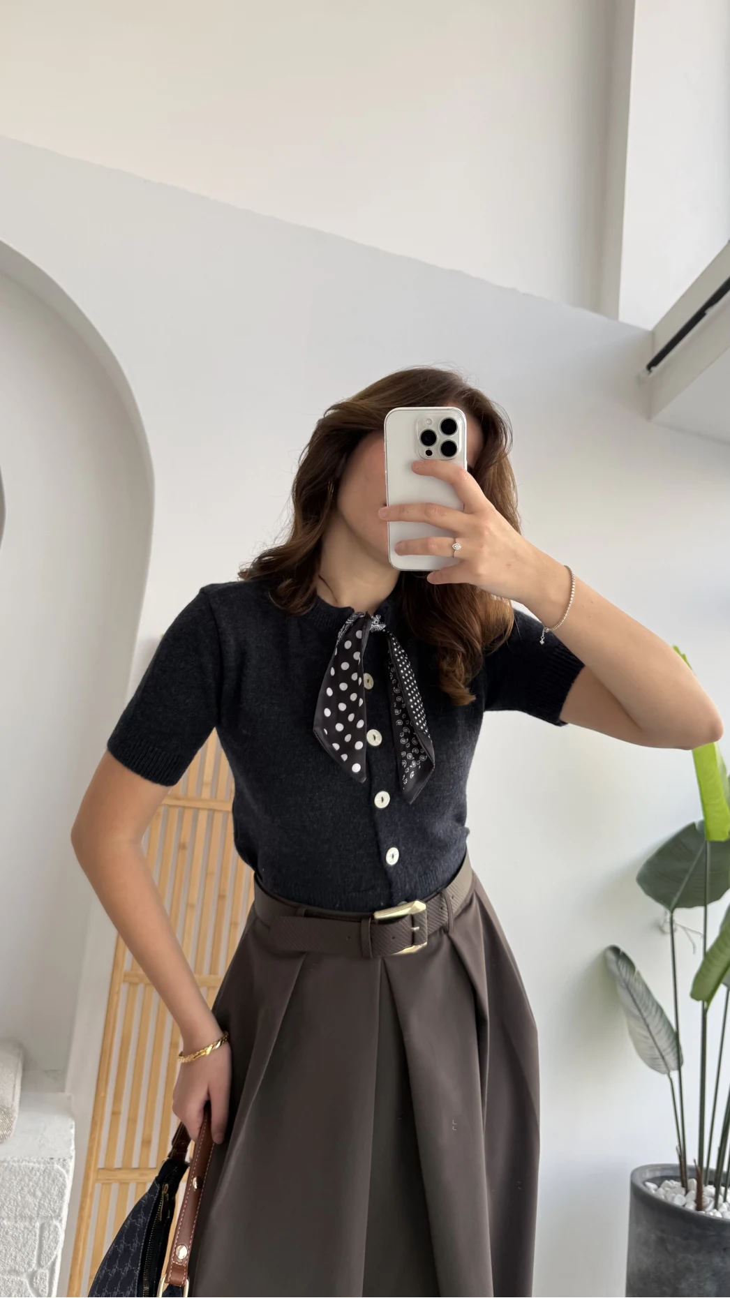 Amelia Fularlı CROP Hırka - Lacivert - Kod: 4561