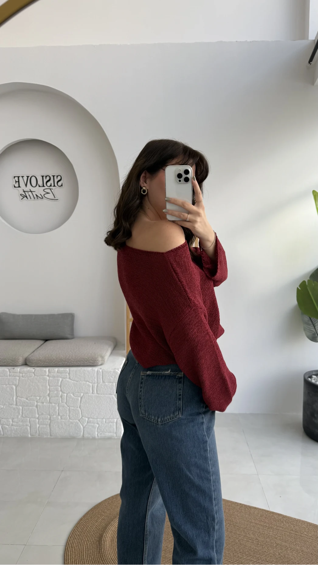 Anabel Kayık Yaka Triko - Bordo