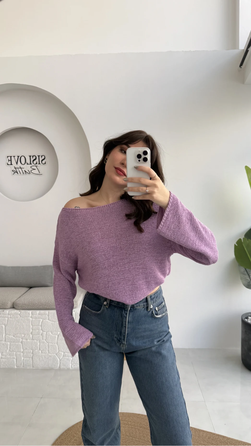 Anabel Kayık Yaka Triko - Lila