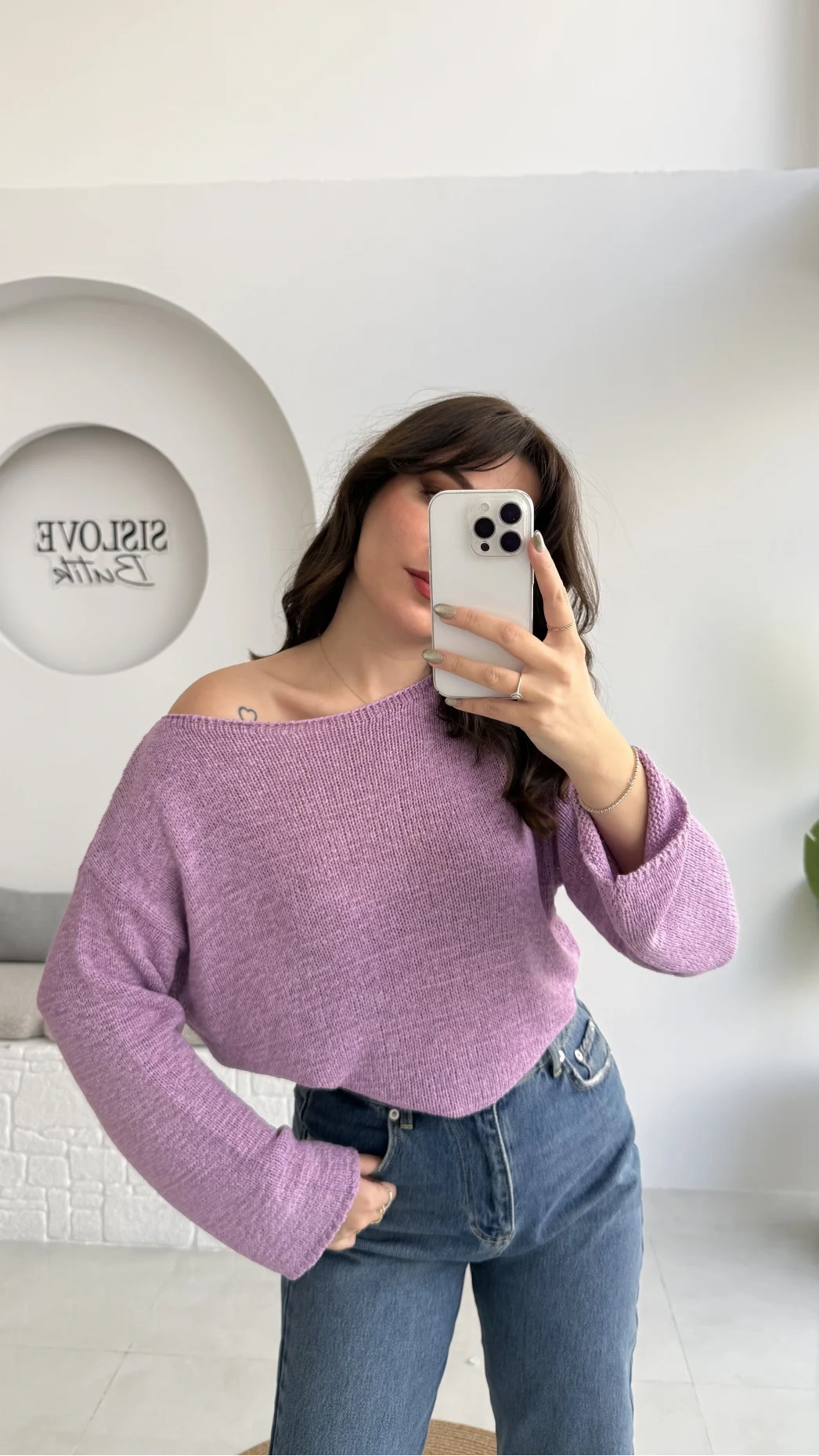 Anabel Kayık Yaka Triko - Lila