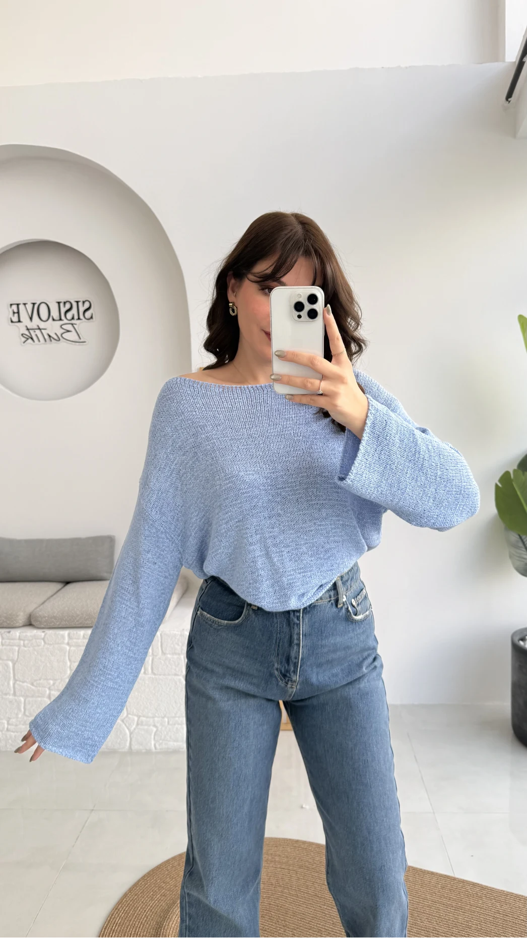 Anabel Kayık Yaka Triko - Mavi