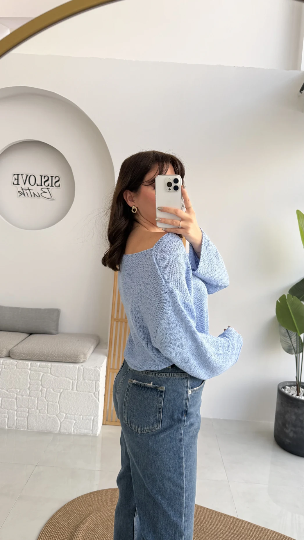 Anabel Kayık Yaka Triko - Mavi