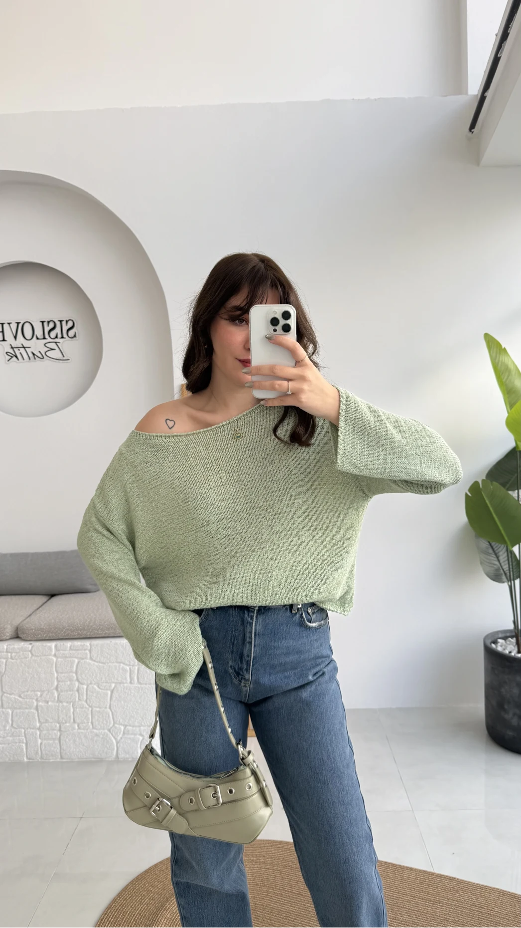 Anabel Kayık Yaka Triko - Mint