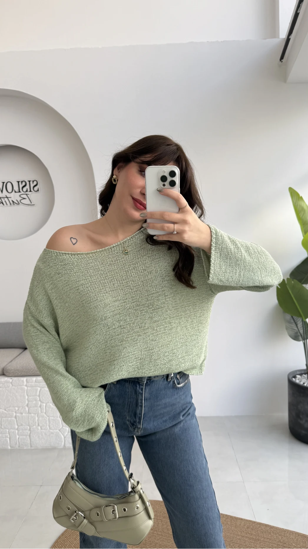 Anabel Kayık Yaka Triko - Mint