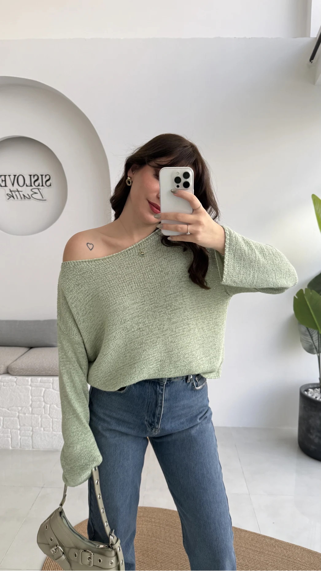 Anabel Kayık Yaka Triko - Mint