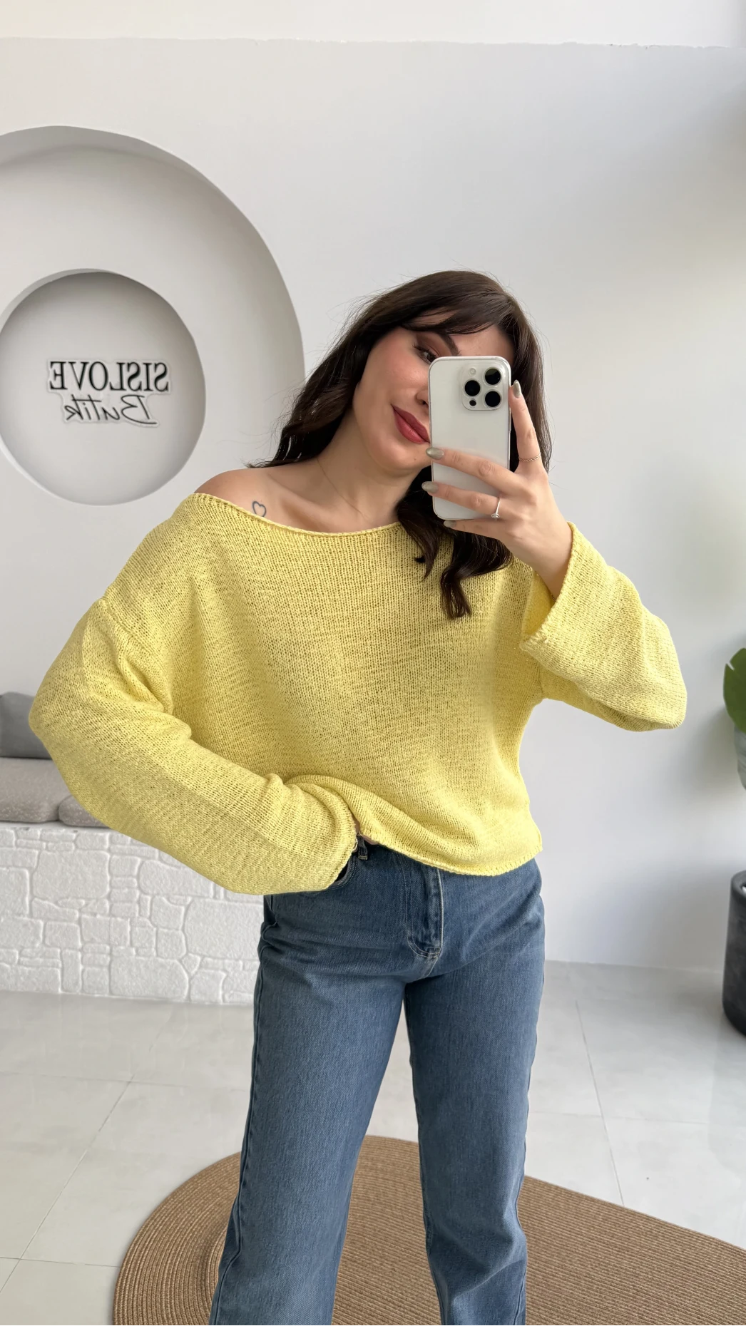 Anabel Kayık Yaka Triko - Sarı