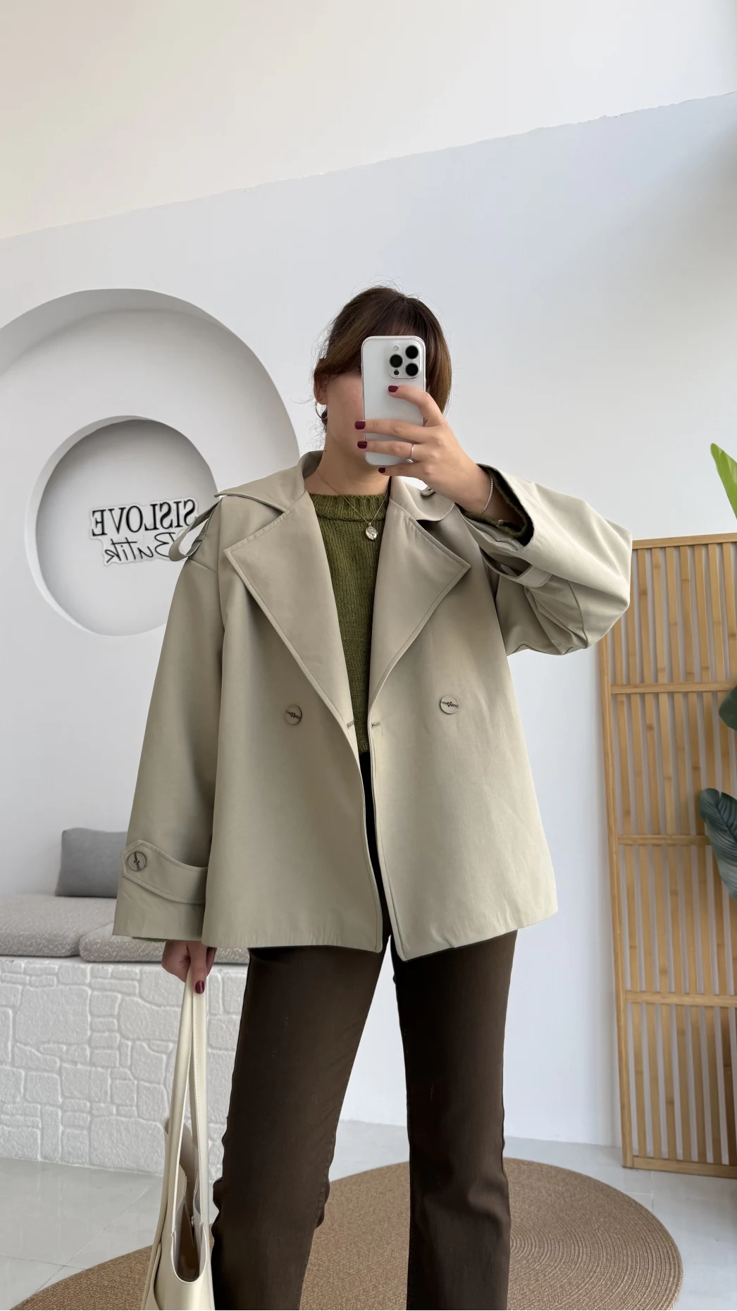 Anastasia Kuşaklı Kısa Trençkot - Adaçayı Yeşil - Kod: 9609