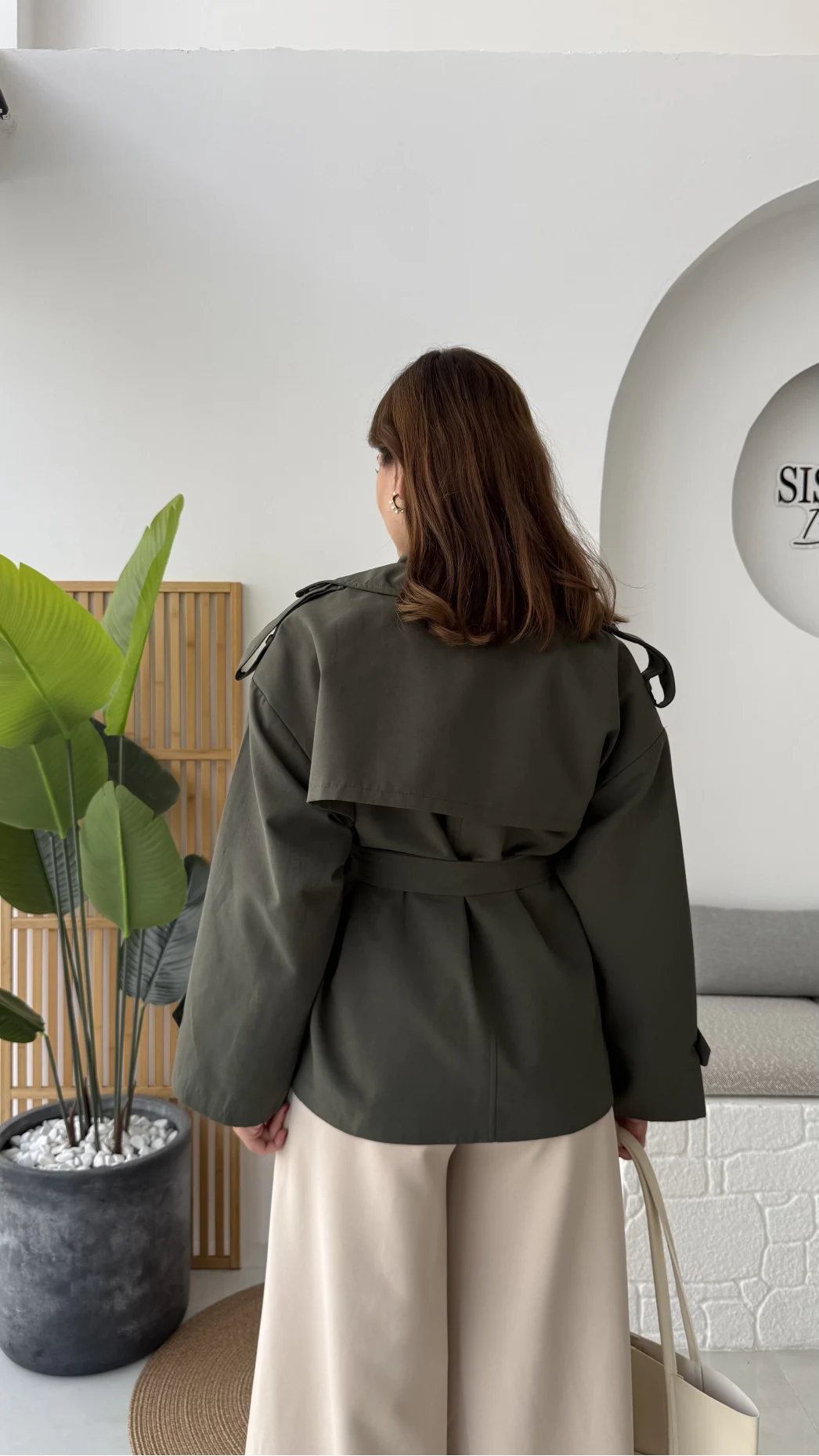 Anastasia Kuşaklı Kısa Trençkot - Haki - Kod: 9609