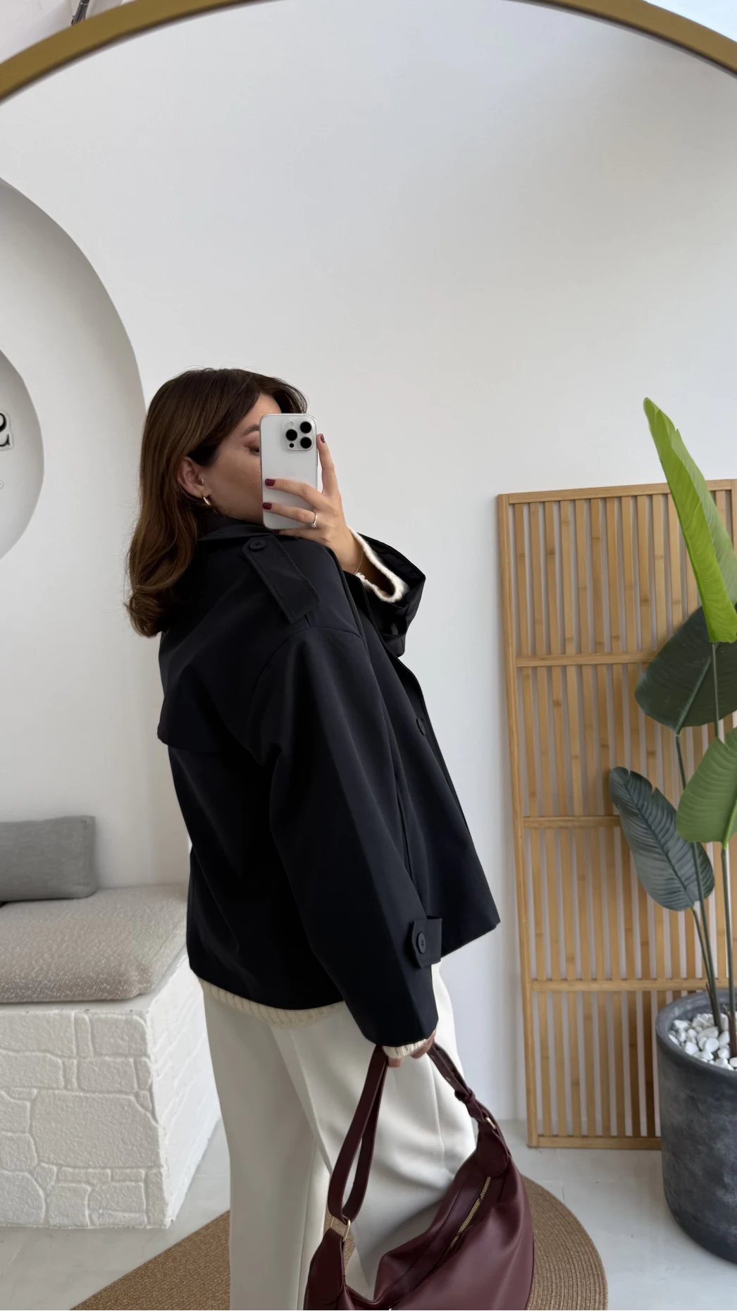 Anastasia Kuşaklı Kısa Trençkot - Lacivert - Kod: 9609