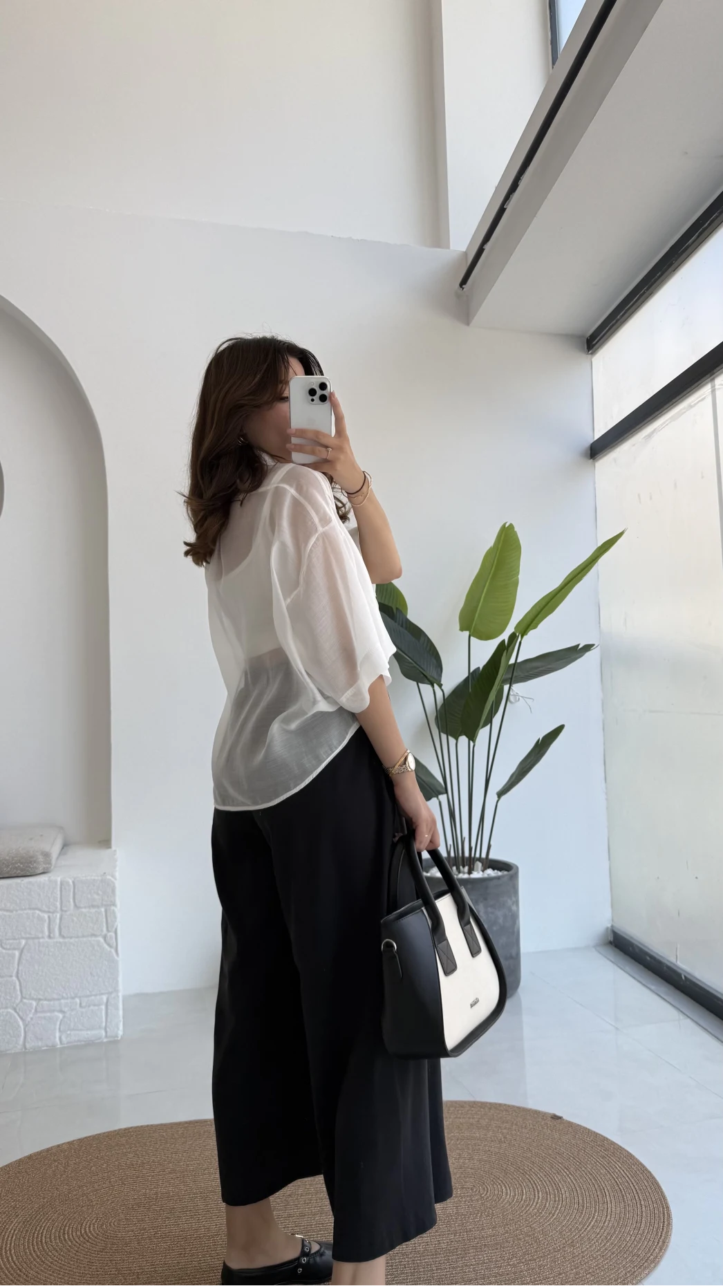 Andora Oversize İpeksi Gömlek - Beyaz - Kod: 4927