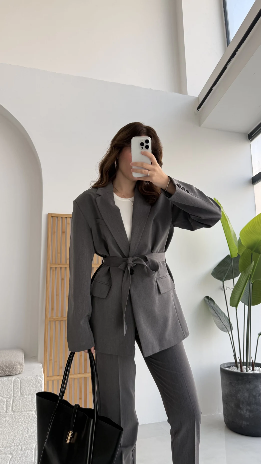 Antrasit Kemerli Ceket Pantolon Takım - KOD:9597