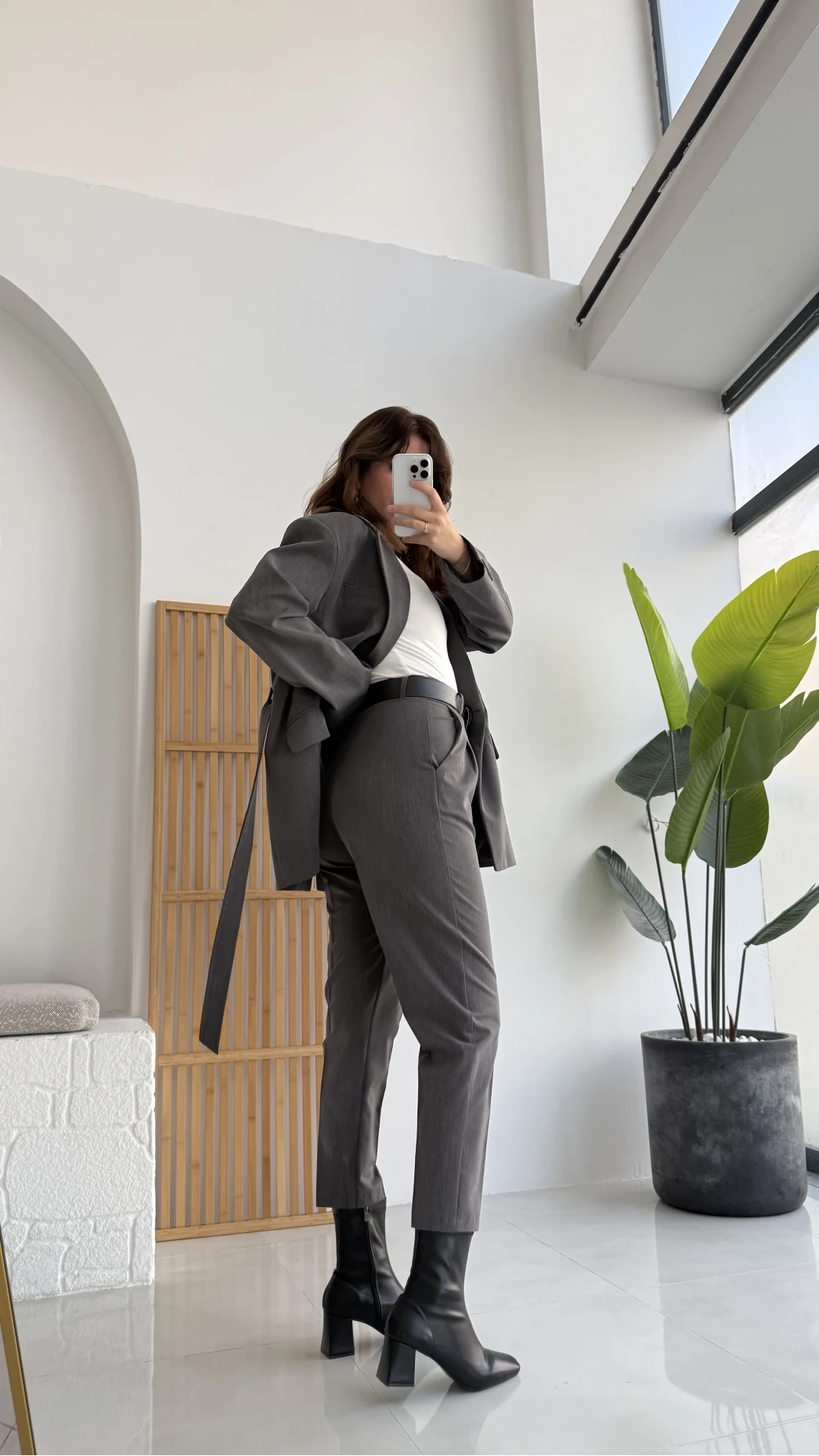 Antrasit Kemerli Ceket Pantolon Takım - KOD:9597