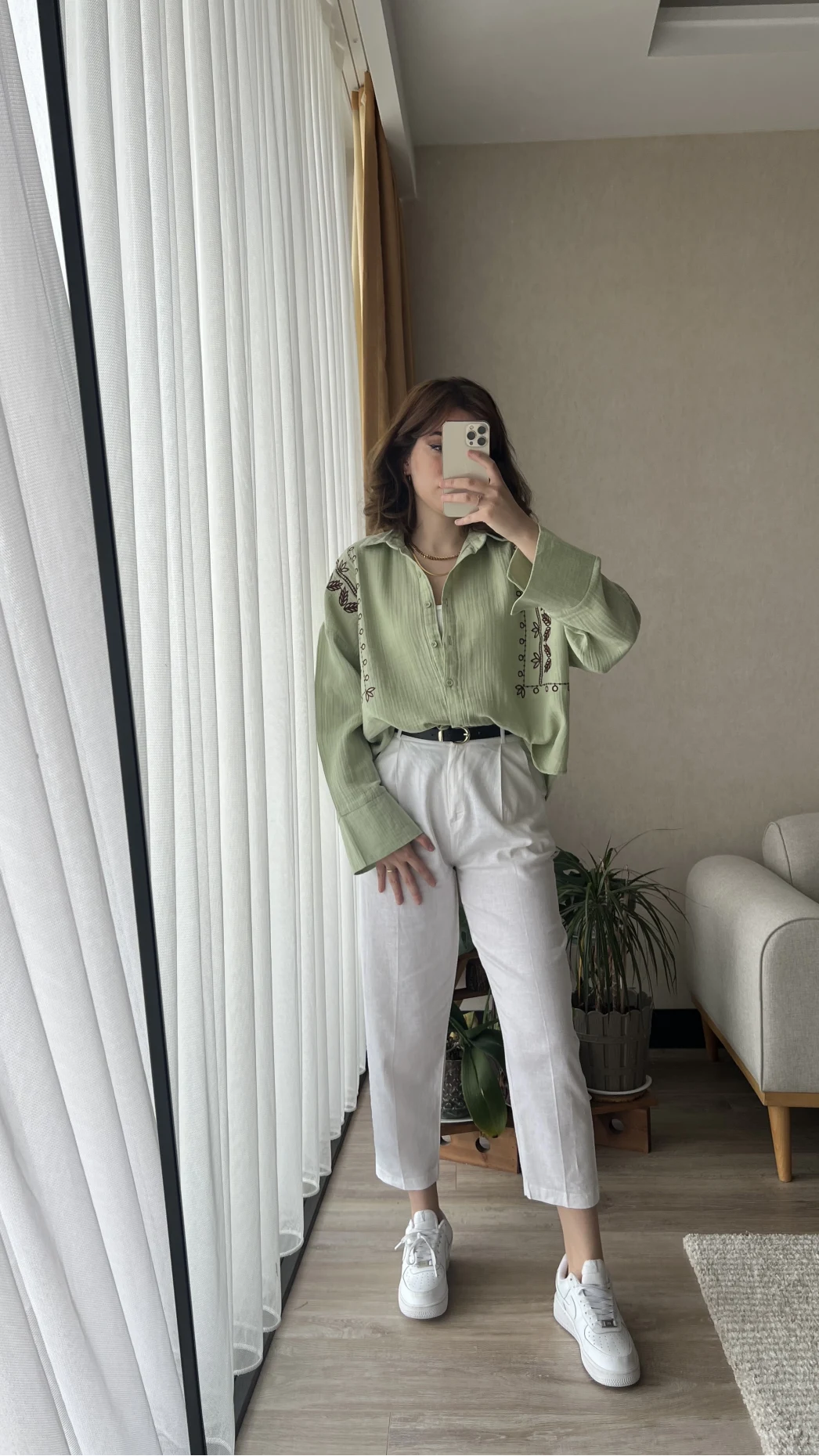 Aramis Nakış Detay Yeşil Gömlek