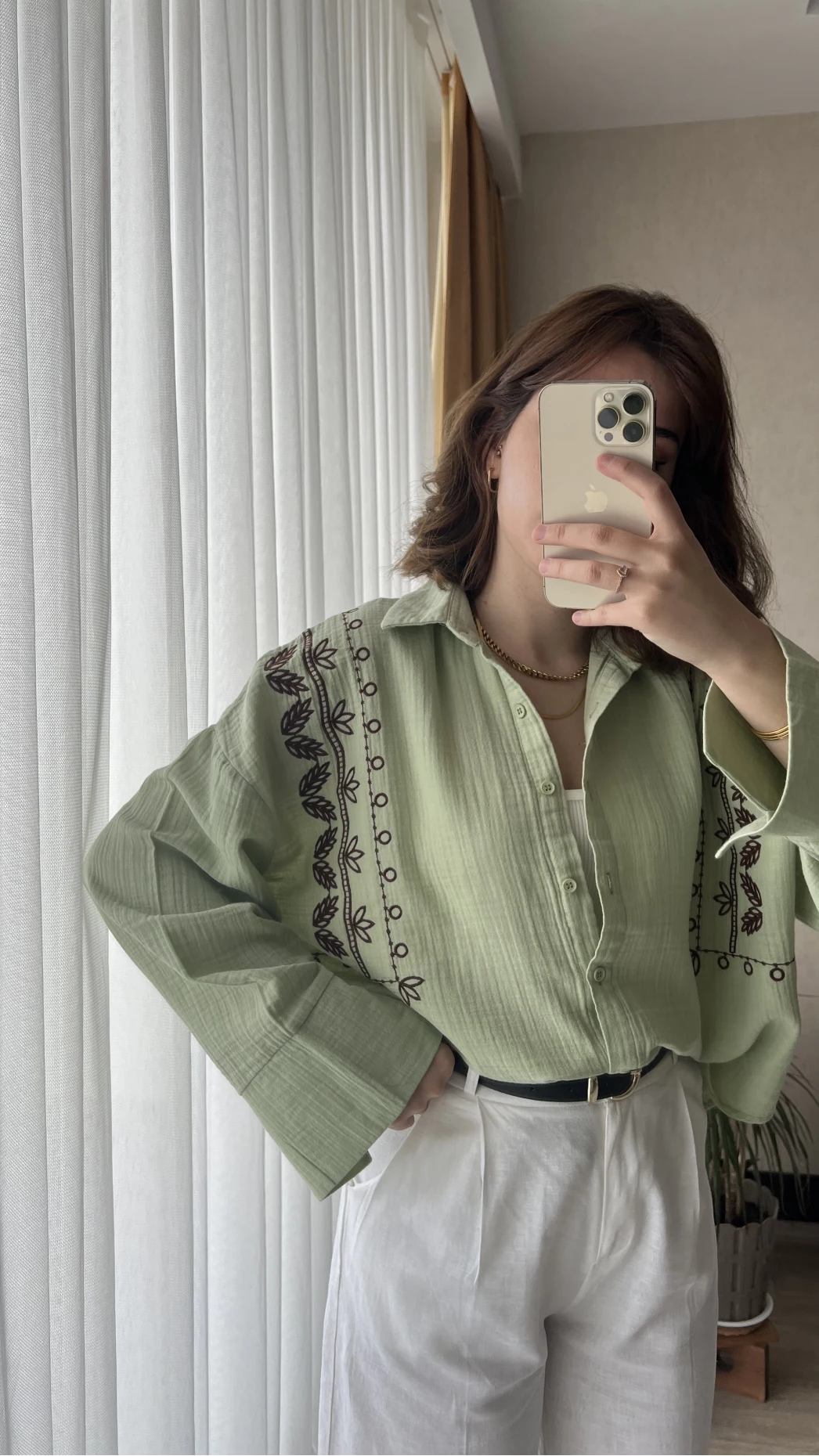 Aramis Nakış Detay Yeşil Gömlek