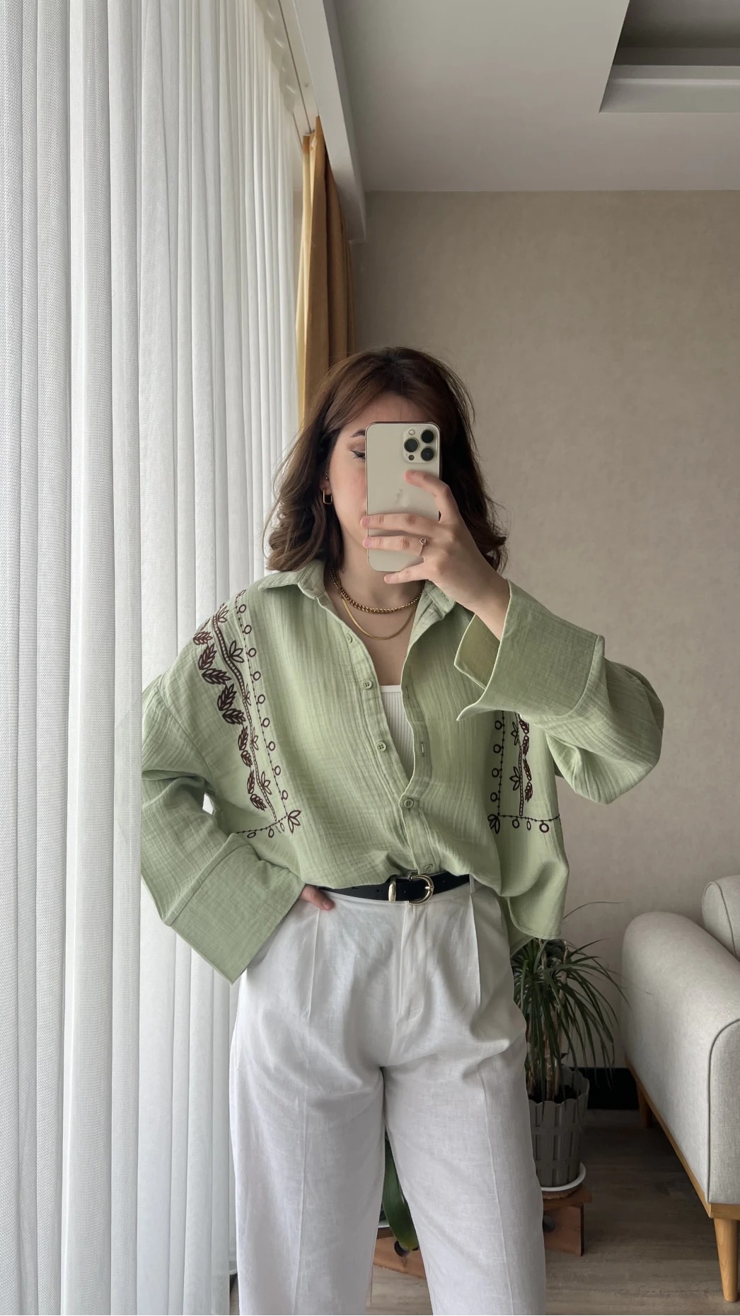 Aramis Nakış Detay Yeşil Gömlek