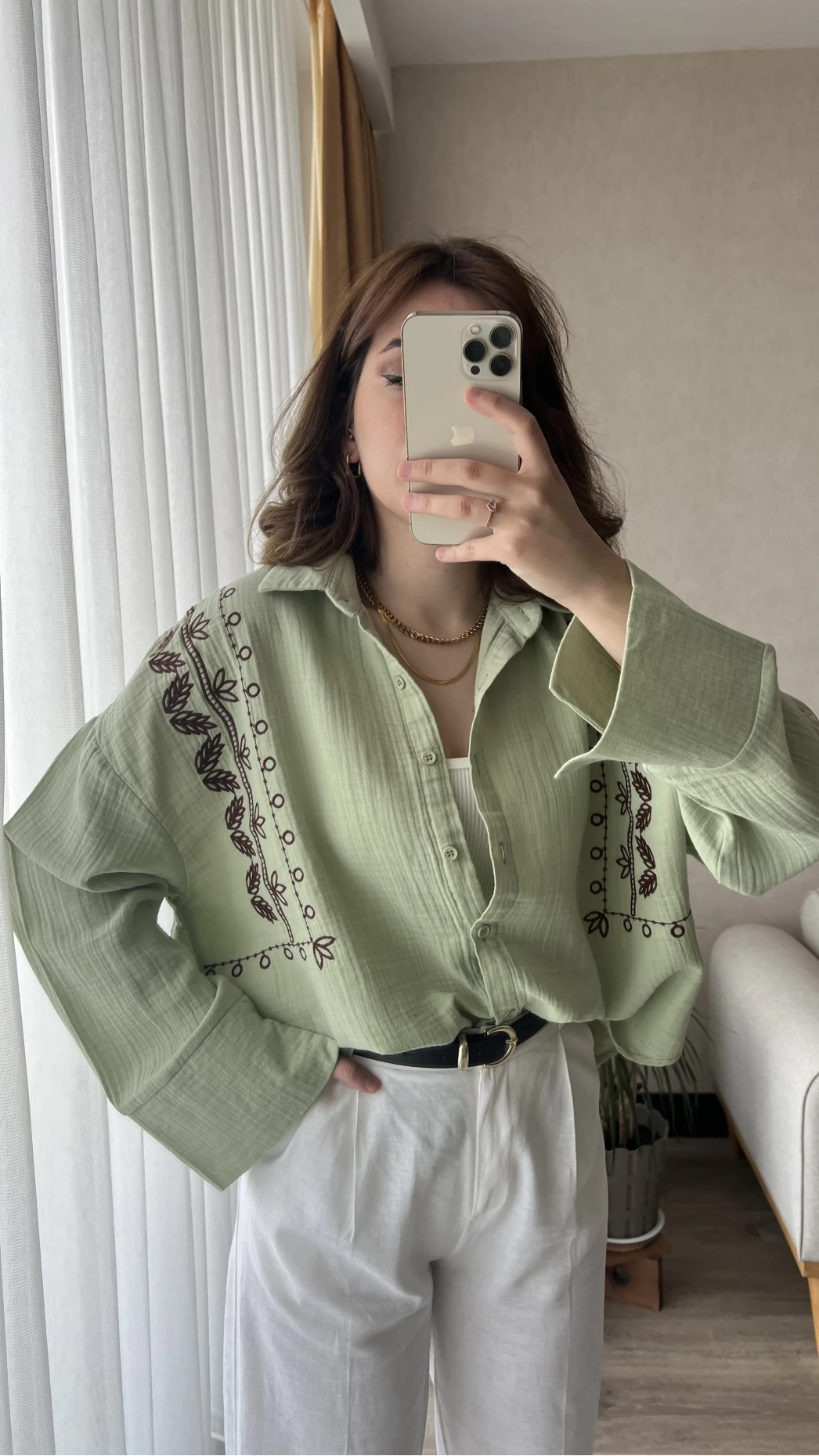 Aramis Nakış Detay Yeşil Gömlek