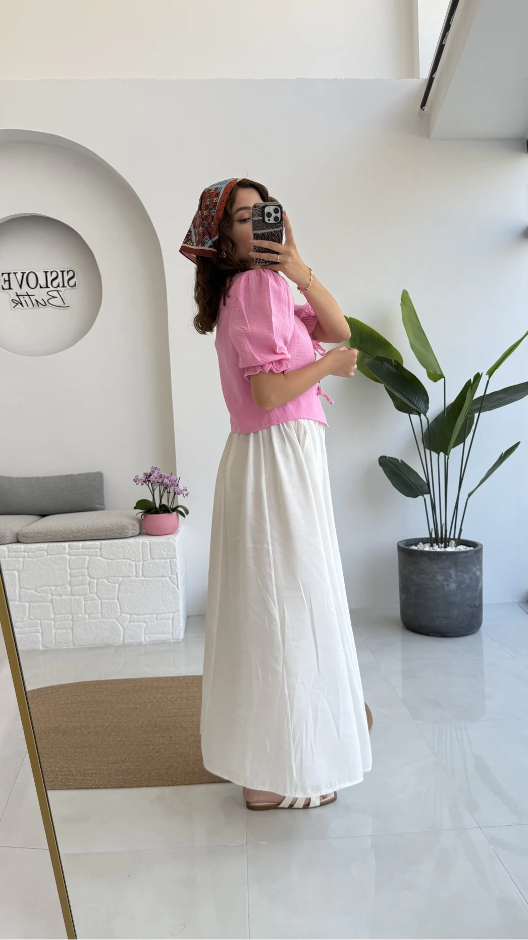 1017 - Arin Kolu Lastik Detay Bluz - Şeker Pembesi