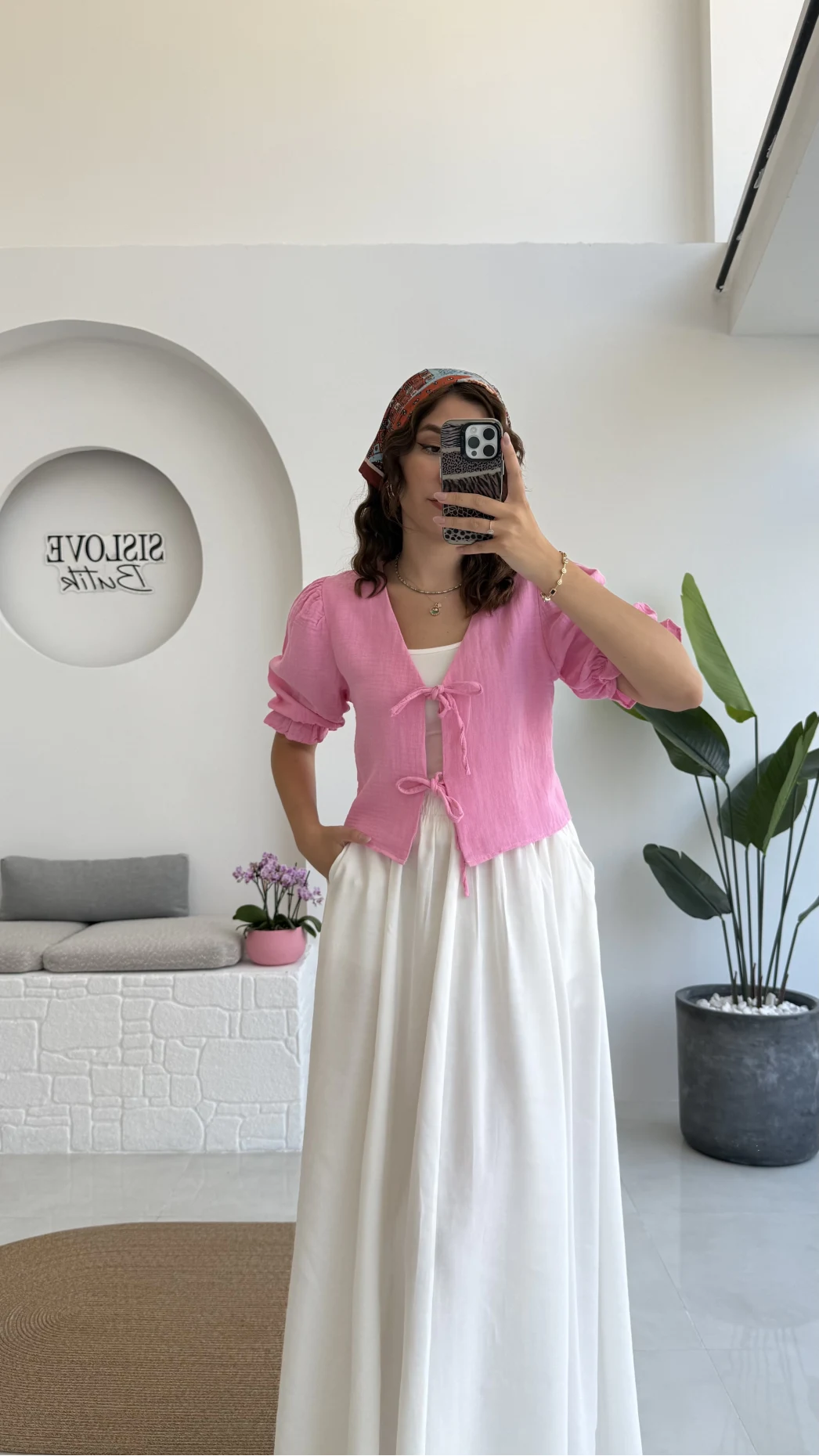 1017 - Arin Kolu Lastik Detay Bluz - Şeker Pembesi