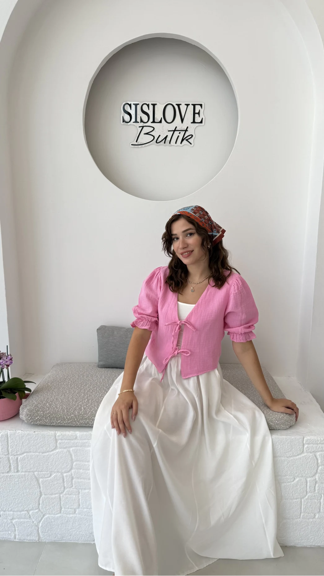 1017 - Arin Kolu Lastik Detay Bluz - Şeker Pembesi