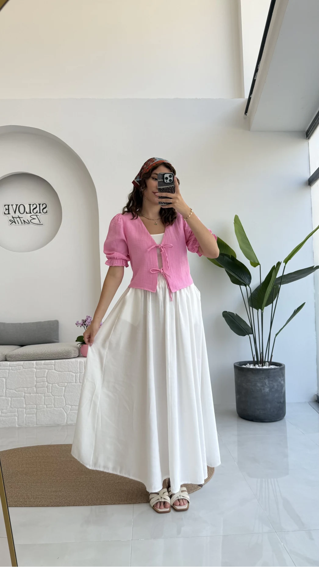 1017 - Arin Kolu Lastik Detay Bluz - Şeker Pembesi