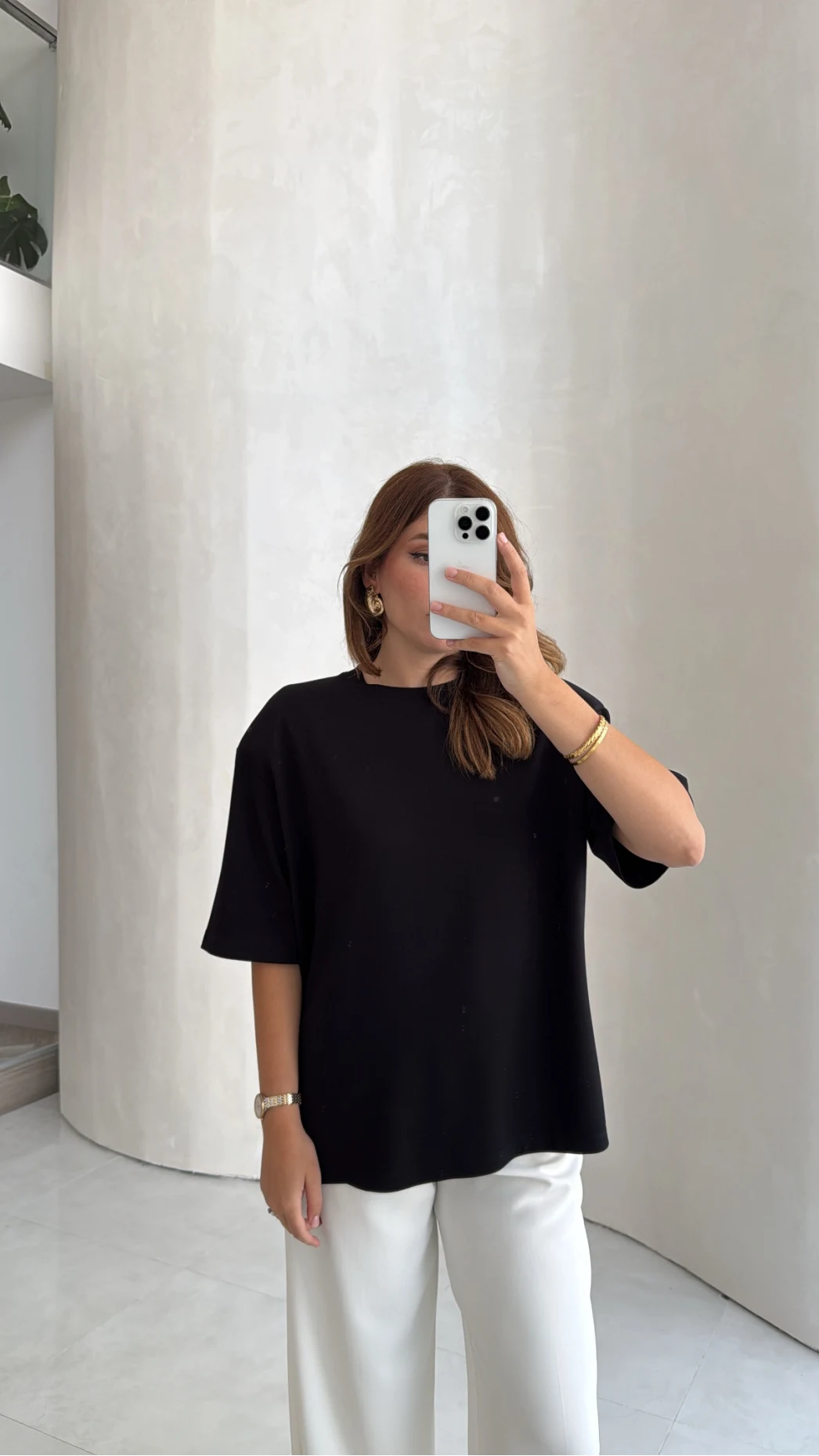 Arkası Taşlı Kalp Detaylı Tshirt - Siyah
