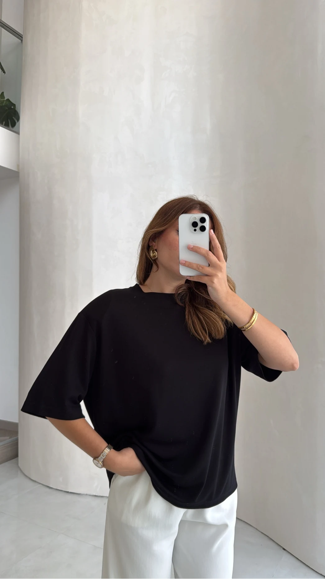 Arkası Taşlı Kalp Detaylı Tshirt - Siyah