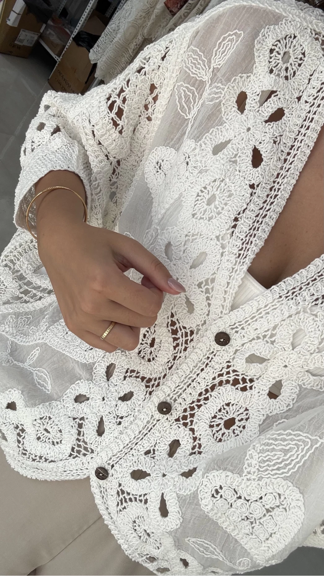 Arya Dantel Detay Kimono - Kırık Beyaz - 38866