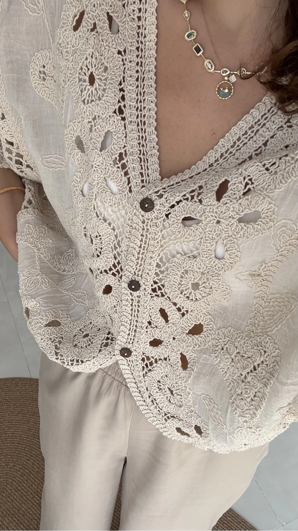 Arya Dantel Detay Kimono - Natural - 38866