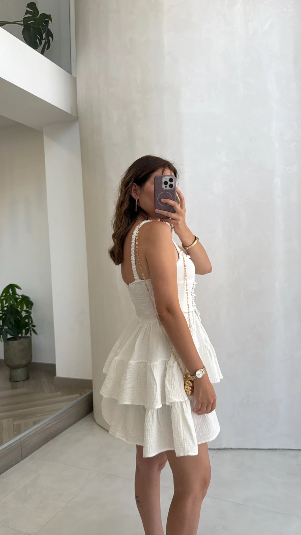 Askılı Beli Gipeli Korse Mini Elbise - Beyaz - Kod: 930