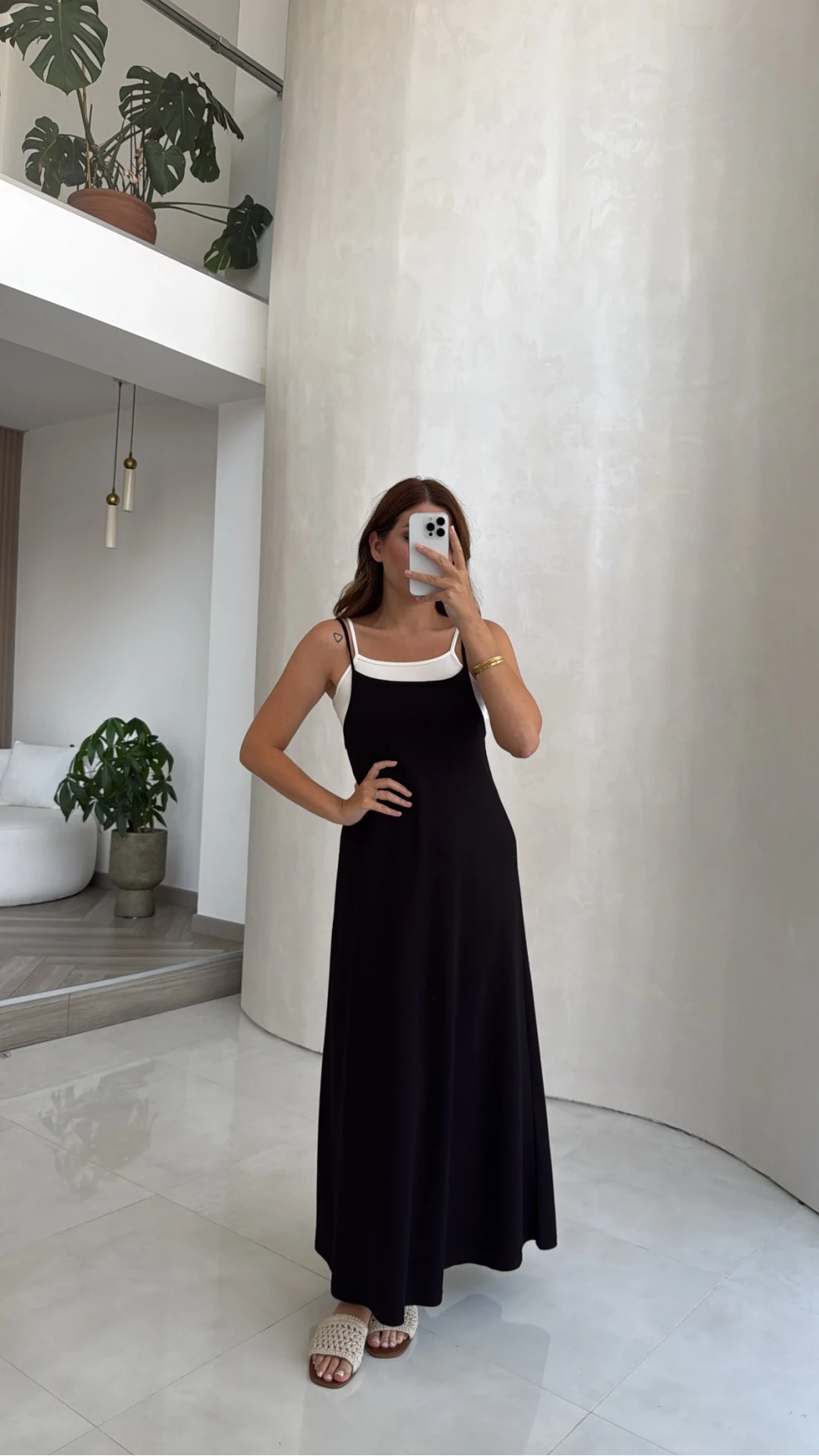Askılı Body Detaylı Garnili Elbise - Siyah - Kod: 4171