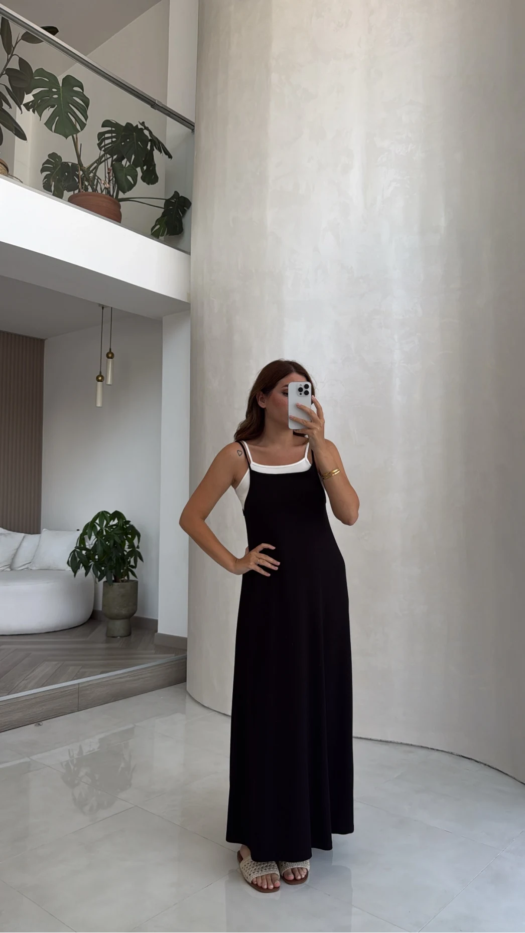 Askılı Body Detaylı Garnili Elbise - Siyah - Kod: 4171